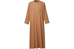 CAMDOM Naher Osten Arabische Herren Roben Muslimische Kaftan Kleidung V-Ausschnitt Thobe Arabisch Muslim Freizeitkleidung