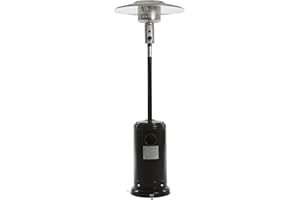 REALGLOW Umbrella Gas Patio Outdoor Heater - Heat Adjustable 13KW - Easy Ignition, Safety Tip-Over Switch - 27mm Regulator, Black
