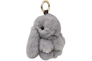Ropniik Lindo Llavero De Conejito De Peluche, Llavero De Piel De Conejo, Llavero De Conejito De Peluche, Llavero De Pom-Pom De Muñeco De Peluche De Juguete, Llavero De Conejito Esponjoso Lindo