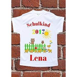 personalisierte bedruckte Einschulungs-T-Shirts 2017 - Motiv 3 mit Wunschanmen