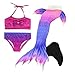 Produktbild DECOOL Meerjungfrauenschwanz zum Schwimmen mit Meerjungfrau Flosse-Prinzessin Cosplay Bademode für das Schwimmen mit Bikini-Set, 4 Stück