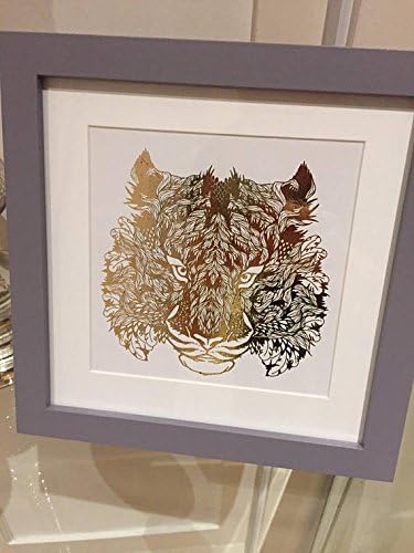 Frame included-gold foil tiger print-high quality white paper-home/office/room decor-wall hanging-art piece-gift - SHIPS WORLDWIDE