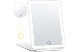 GVEFIVME Tragbarer Reise-Make-up-Spiegel mit LED-Lichtern, Touchscreen, verstellbarer beleuchteter Make-up-Spiegel, wiederaufladbarer beleuchteter Kosmetikspiegel, kompakter Reisespiegel mit
