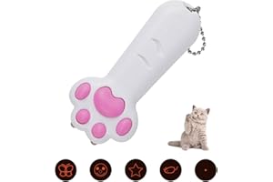 KETIEE 7 in 1 Multifunction Cat Chaser Toys, Mini Flashlight, Paw Shape, Battery Operated Cats Tracker, LED Lighting Toy, Interactive Pet Training & Exercise Tool, White