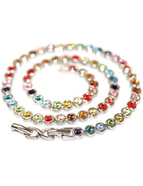 Le BIJOU Tennis-Collier made with CRYSTALLIZED TM - Kistalle, multicolour- 14 Farben -IM SCHMUCKBEUTEL