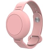 Buff TagSafe &Ccedil;ocuk Bileklik Silikon AirTag Uyumlu Kılıf Saat Hafif Su Ge&ccedil;irmez (Pembe)