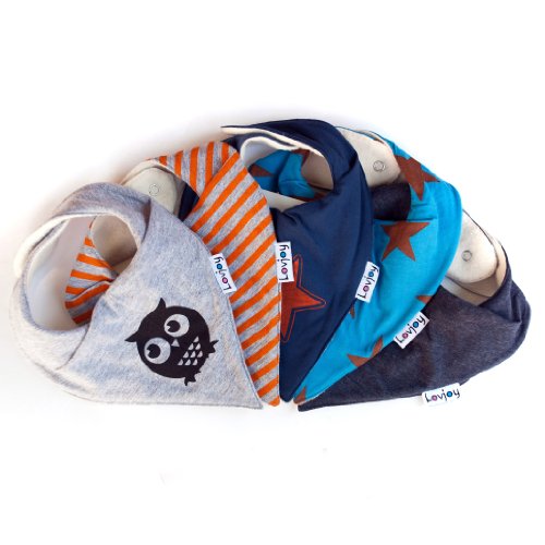Lovjoy Bandana Geifer Baby Lässig Lätzchen - 5er Pack (Städtisch Stern) - Multicolor Super Absorbent & Soft für ultimativen Komfort mit Druckknöpfen – abwaschbar - Wasserdicht vlies Auskleidung für 0-3 Jahre - Netter Baby-Geschenk für Jungen und Mädche