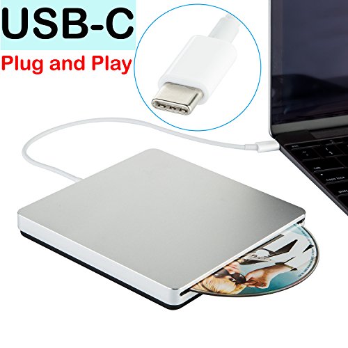 usb-c Super Drive externe Slot-in DVD/CD RW Brenner für die neuesten MacBook/MacBook Pro/Asus u306ua/Asus/Dell Latitude mit usb-c Port silber silber 13.8x13.8x1.6cm
