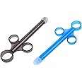 2pcs Lube Applicator Injectors, Lube Applicator Syringe Smooth Rimmed Cap ABS Plastic Applicator Vaginal Lubricant Applicator Injectors Reusable (Black & Blue)