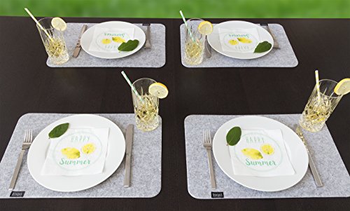 Tischsets aus 4mm Filz für 4 Personen Graumeliert. Sonderposten (vergünstigte B-Ware leichte Mängel) - 2