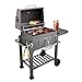 KROLLMANN Holzkohlegrill BBQ aus Stahl mit Rollen, Grill in Anthrazit mit Seitenablage, Grillwagen für Holzkohle inklusive 2 gratis Oramics Grillzange, Grillfläche 55 x 41,5 cm