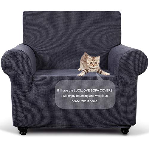 LUOLLOVE Copridivano Elasticizzato, Removibile Poliestere Copridivano 1 Posti Home Decoration Copertina,A Prova di Polvere,Antiscivolo(1PC,Grigio)