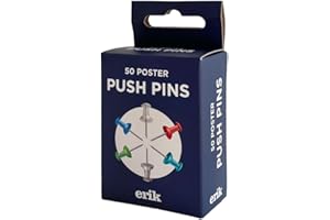 Grupo Erik: Pack di Puntine da Disegno Colorate | Pack di 50 Spillette colorate, ideali per Appendere Posters, Foto, Disegni, Documenti - Appendi Poster, Puntine da disegno in metallo