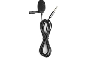 CCYLEZ Microphone cravate, micro-cravate à condensateur omnidirectionnel de 1,5 m avec un diamètre de fiche de 3,5 mm, mini microphone d'enregistrement, parfait pour la conférence, le podcast, l'interview d'