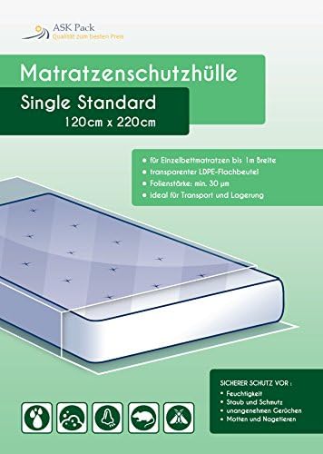 Mattress Bag Cover 'Single' for 3ft4 (100cm) wide mattress - simple protection for moving, transport, storage