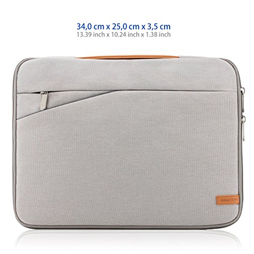 deleyCON Notebook-Tasche f  r Macbook Laptop bis 12   30 48cm  Schutztasche aus robustem Nylon 2 Zubeh  rf  cher verst  rkte Polsterw  nde - Hellgrau