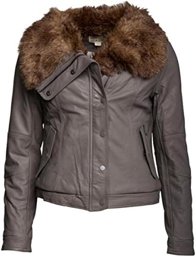 Converse Ladies Sherpa Collar Biker Jacket Charcoal Grey (UK 12-14, EU 38)