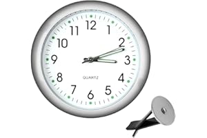 COONE Stick on Dashboard Car Clock with Clip, Luminous Mini Tiny Analog Quartz Air Vent Clocks, Self Adhesive Automotive Vent Clocks Watch for Dashboard Boat Bike Home