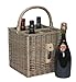 Produktbild Weidenkorb für vier Flaschen, Geschenkkorb mit Korkenzieher und Flaschenöffner, mit Henkel, im antiken Look