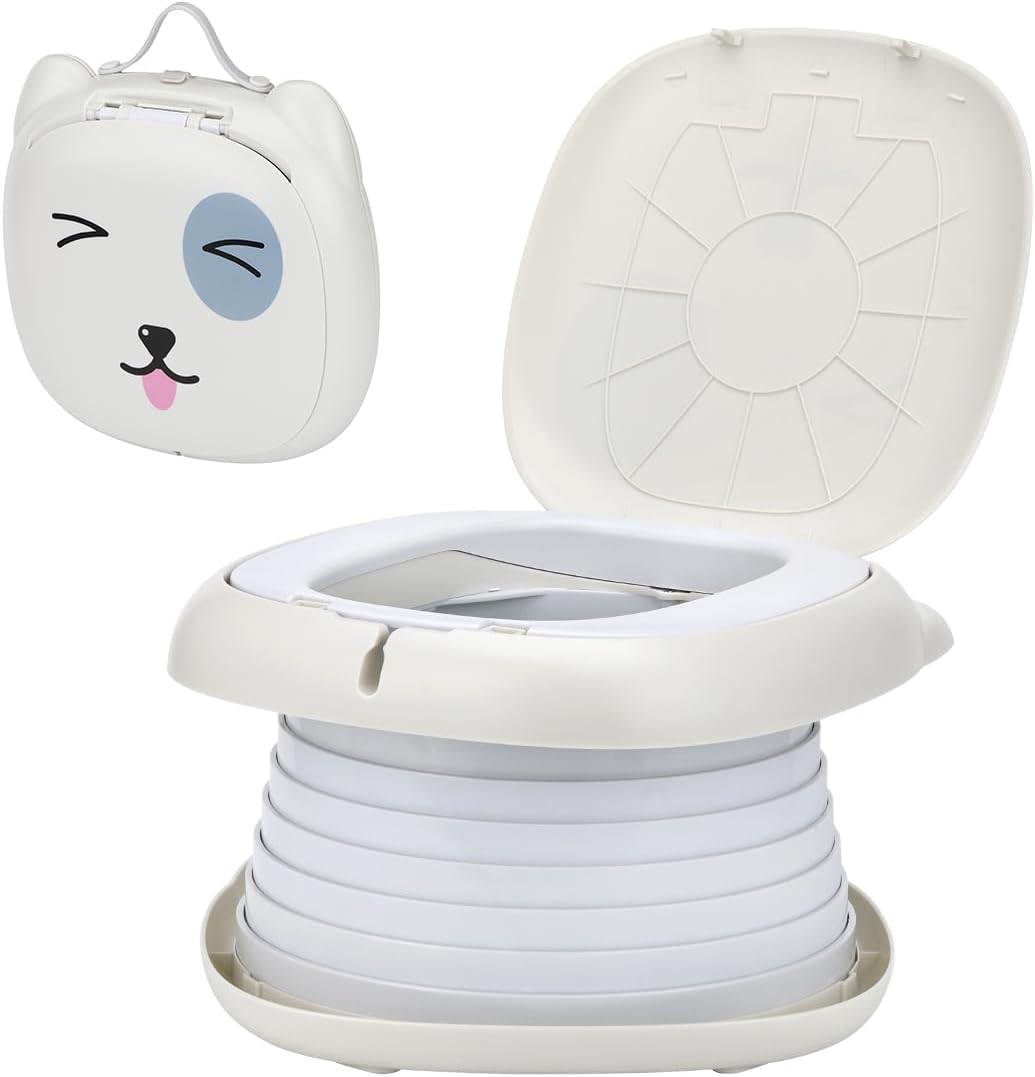 NK Orinal Infantil - Inodoro para bebes y niños, Portátil, Plegable, Diseño Infantil, Aprendizaje, Higiénico, Transición Pañal Baño, Aprendizaje, Divertido, Seguro, Fácil de Usar - Incluye bolsas