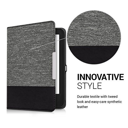 kwmobile Hülle für Tolino Shine 2 HD – Flipcover Case eReader Schutzhülle – Bookstyle Klapphülle Dunkelgrau Schwarz - 2