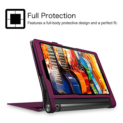 Fintie Lenovo Yoga Tablet 3 10 Hülle Case – Slim Fit Folio Premium Kunstleder Schutzhülle Tasche Etui Smart Cover mit Auto Sleep / Wake für Lenovo Yoga Tablet 3 25,7 cm (10,1 Zoll), Lila - 6