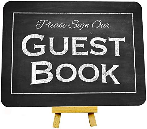 Chalkboard Style Wedding Guest Book Metal Sign With Stand