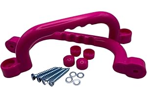 HOQ 1 Pair of Premium Grab Handles - 2 Pieces High-Quality Plastic Handles - Handrails 240 x 75 mm - for Stilt Houses, Bunk Beds, Playhouses and Play Towers - Pink