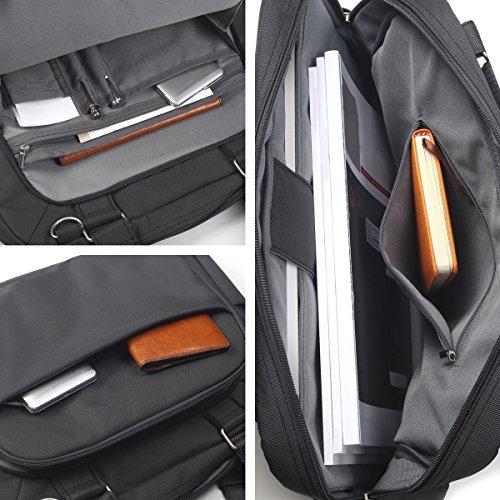 Arvok 15 15,6 16 Zoll Laptop Schultertasche Aktentasche Wasser-beständiger glatt Gewebe Hülle mit Griff / Gurt/ Notebook Computer Ultrabook Messenger-Tasche Tragetasche Für Acer / Asus / Dell / Lenovo, Schwarz - 4