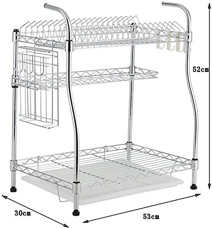 Global- 53*30*52cm Stainless steel color dish rack three layers iron Material Drain shelf,Multifunctional kitchen shelf