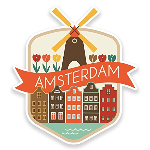 2 x 10cm/100mm Amsterdam Paesi Bassi adesivo vinile adesivo da viaggio per portatile auto bagagli iPad segno divertimento #9188