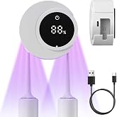 HASTHIP® Toothbrush UV Sterilizer Holder, USB Rechargeable Toothbrush UV Holder, Dual Toothbrush Storage with LCD Battery Dis
