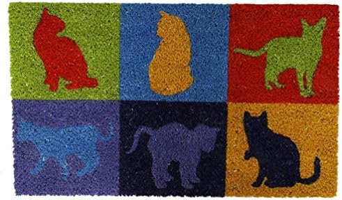 Colourful Cat Coir Door Mat