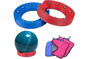 WodGod 2PCS Bowling Ball Spinner with Cleaning Cloth-High Performance Ball Polisher & Cleaner,Bottom Anti-Skid Pad,Suitable for All Ball Types,Durable & Easy to Use（Blue and Red）