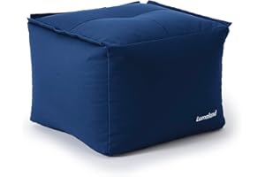 ‎LUMALAND Lumaland Sitzsack-Lounge Modular Pouf | Individuell erweiterbarer & Leichter Hocker | Waschbare Sitzmöbel für Innenräume & Garten | Indoor & Outdoor Lounge Garnitur | 54x54x54 cm [Dunkelblau]
