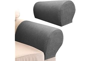 SKYBOOK Sofa Armrest Protectors for Armchairs, Sofas, Non-Slip Armchair, 2PCS/Set Fleece Premium Armrest Covers Stretchy Chair Sofa Couch Arm Protector Stretch Fit (Grey)