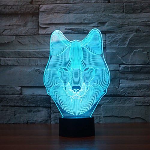 Ruumika Wolf Night Lamp 7 Color illusion LED Desk Bedside Light 3D Home Decor Xmas Gift
