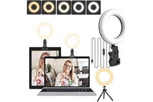 XINBAOHONG Video Conference Lighting Kit, USB Powered 5" Ring Light with Tripod Stand, 5 Lighting Modes & 10 Brightness for Remote Working, Live Streaming