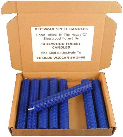 Sherwood Forest Candles - Set Of 8 Witch's Beeswax Spell Candles - Dark Blue - 10cm