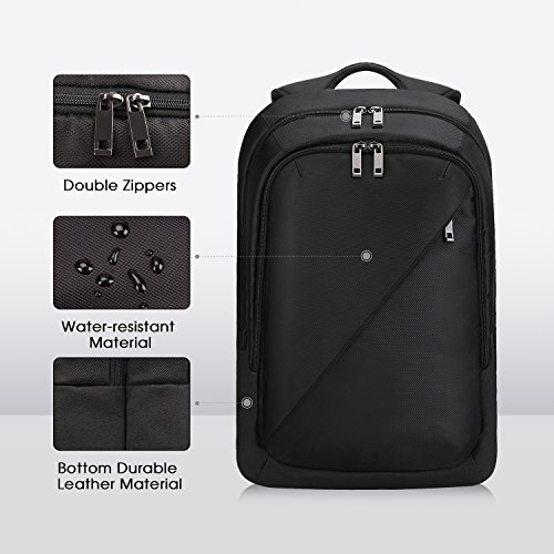 REYLEO Business Rucksack Herren 14 1 Zoll Laptop Tasche Schlanker Tagesrucksack F  r Die Arbeit Und Stadt Wasserdicht Schwarz RB01