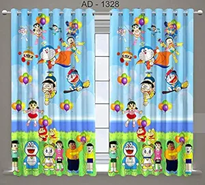 Riftree Kids Polyester Favorite Character Cartoon Doraemon Balloon Digital Print Window, Door Curtains (Multicolour, 4 x 5 feet) - Pack of 2 Pieces