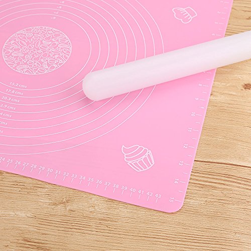 Seifenprofis® Rollmatte Backmatte XXL 65 x 45 cm (Blau) oder (Rosa) Silikon / Teigmatte / Hitzbeständige Arbeitsmatte für Fondant/ Ausrollmatte / Ausrollen Tortendeko Ausstecher Ausstechform Modellierwerkzeug mit Maßeinheiten Fondant Ausrollmatte Tortendekoration Modellierwerkzeug Marzipan Ausstecher (Rosa) - 2