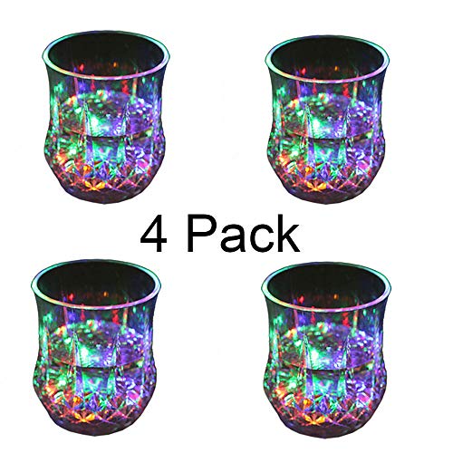 ZEERKEER Farbwechsler Trinkglas Gläser mit LED 5 LED-Leuchten Acryl Plexiglas Nicht zerbrechlich Wasserdichte Marble Textur PC-Material (4)