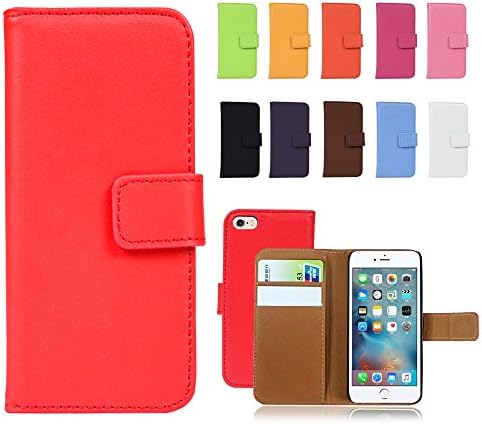 Fancy Cherry® Luxury Genuine Leather Wallet Stand Sport Gym Folio Case with Card Slot for Apple iPhone 8 4.7 inch High Quality（iPhone 8, Yellow)