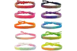 COMVASTARS 10 Bracciali dell'amicizia,Braccialetti Tessuto Bracciale Amicizia Braccialetti Amicizia Bracciali Tessuto Braccialetti Colorati Braccialetti Intrecciati Fatti a Mano Braccialetto Amicizia Regolabile.