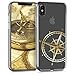 Price comparison product image kwmobile TPU Case for Apple iPhone X - Soft TPU Silicone Cover - Crystal Clear Back Case IMD Design - Gold/Transparent
