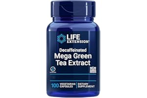 Life Extension, Mega Green Tea Extract, 725mg, Descafeinado, 100 Cápsulas veganas, Probado en Laboratorio, Vegetariano, Sin Gluten, Sin Soja, No GMO