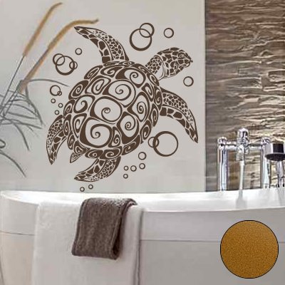 A076 Wandtattoo "Bubble Turtle" 66cm x 60cm kupfer (erh. in 40 Farben und 2 Größen)