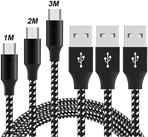 Nylon Micro USB Cable, Lanble High Speed 2.0 USB to Micro USB Charging & Sync Durable Charging Cables Android Charger Cord for Samsung/HTC/Windows/MP3/Camera and Other Device (3 Pcs,Black)