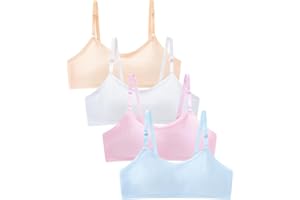 Adorel Sujetadores de Algodón con Acolchado Interior Top Niña Paquete de 4